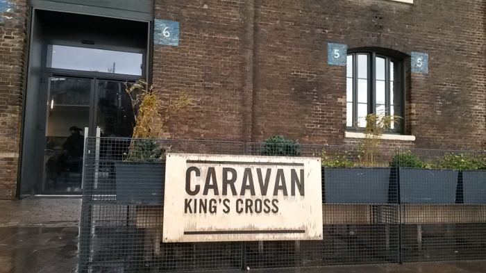 Caravan at the new development behind King's Cross Station